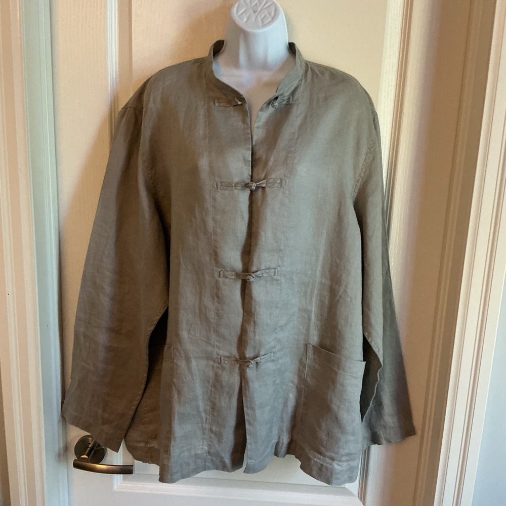 Muji unisex jacket top size L-XL in grey linen